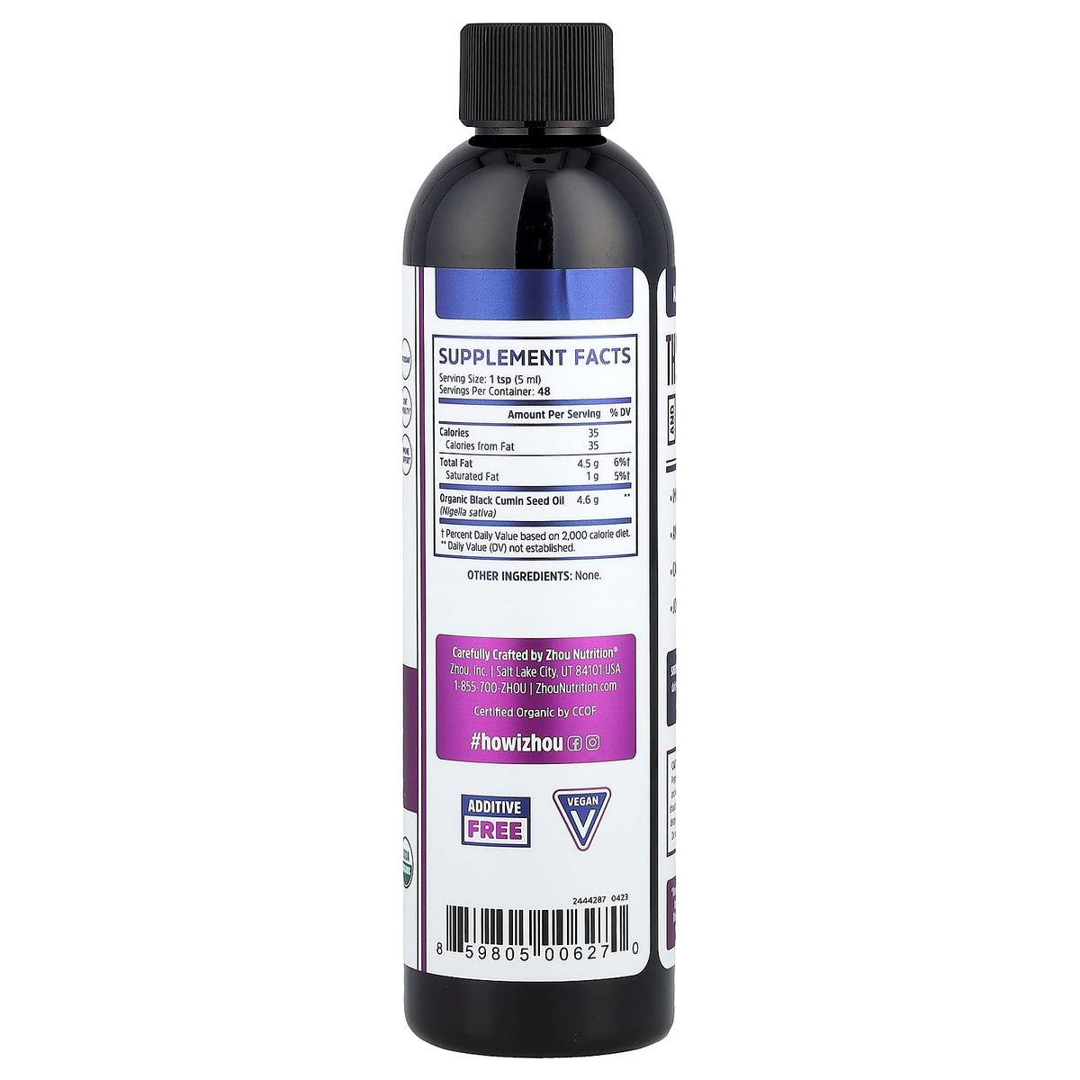 Zhou Nutrition Organic Black Seed Oil, 240 ml (8 fl oz) - view 2