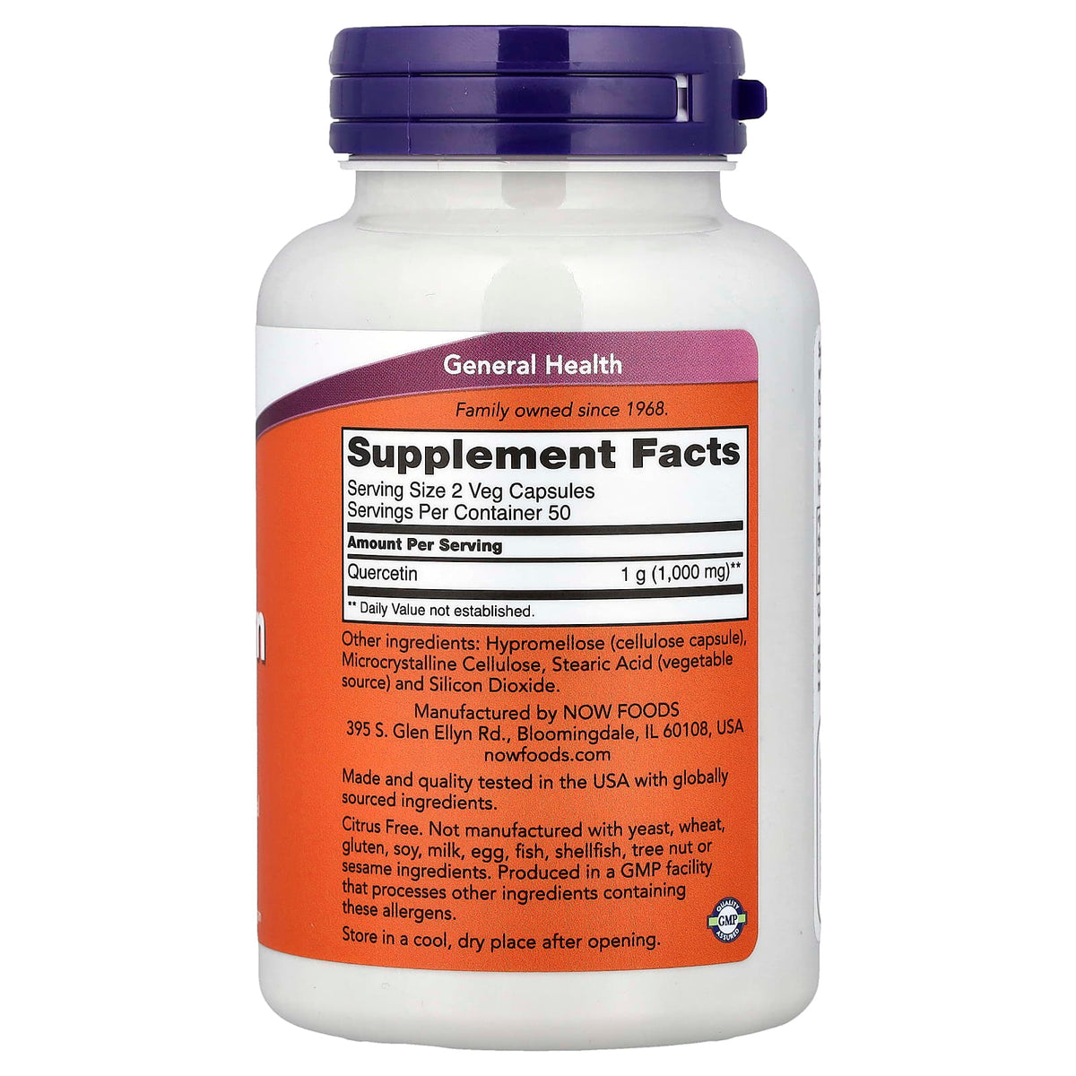 NOW Foods Quercetin 500 mg, 100 Veg Capsules - view 2