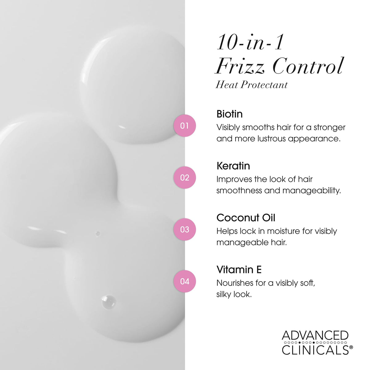 Advanced Clinicals 10-in-1 Frizz Control Heat Protectant 222 ml (7.5 fl oz) - view 6