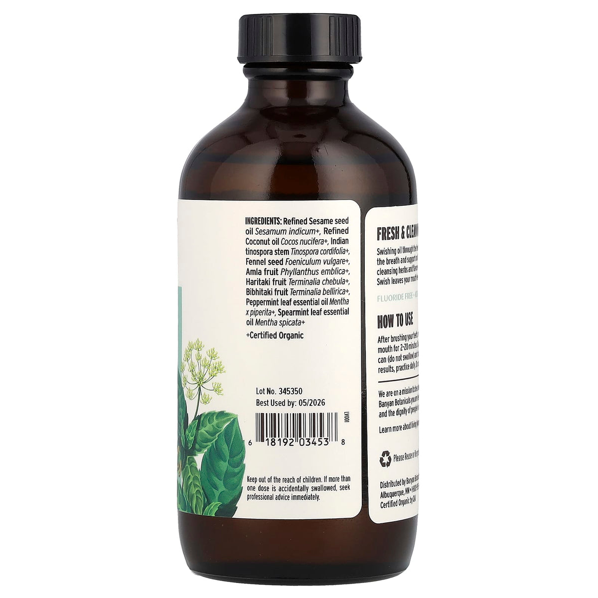 Banyan Botanicals Daily Swish Oil Pulling Rinse, Mint, 236 ml (8 fl oz) - view 2