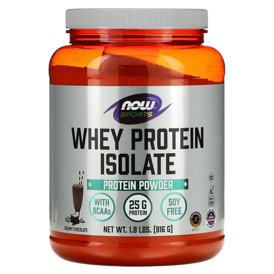 NOW Foods Sports Whey Protein Isolate, Creamy Chocolate, 816 g (1.8 lb)