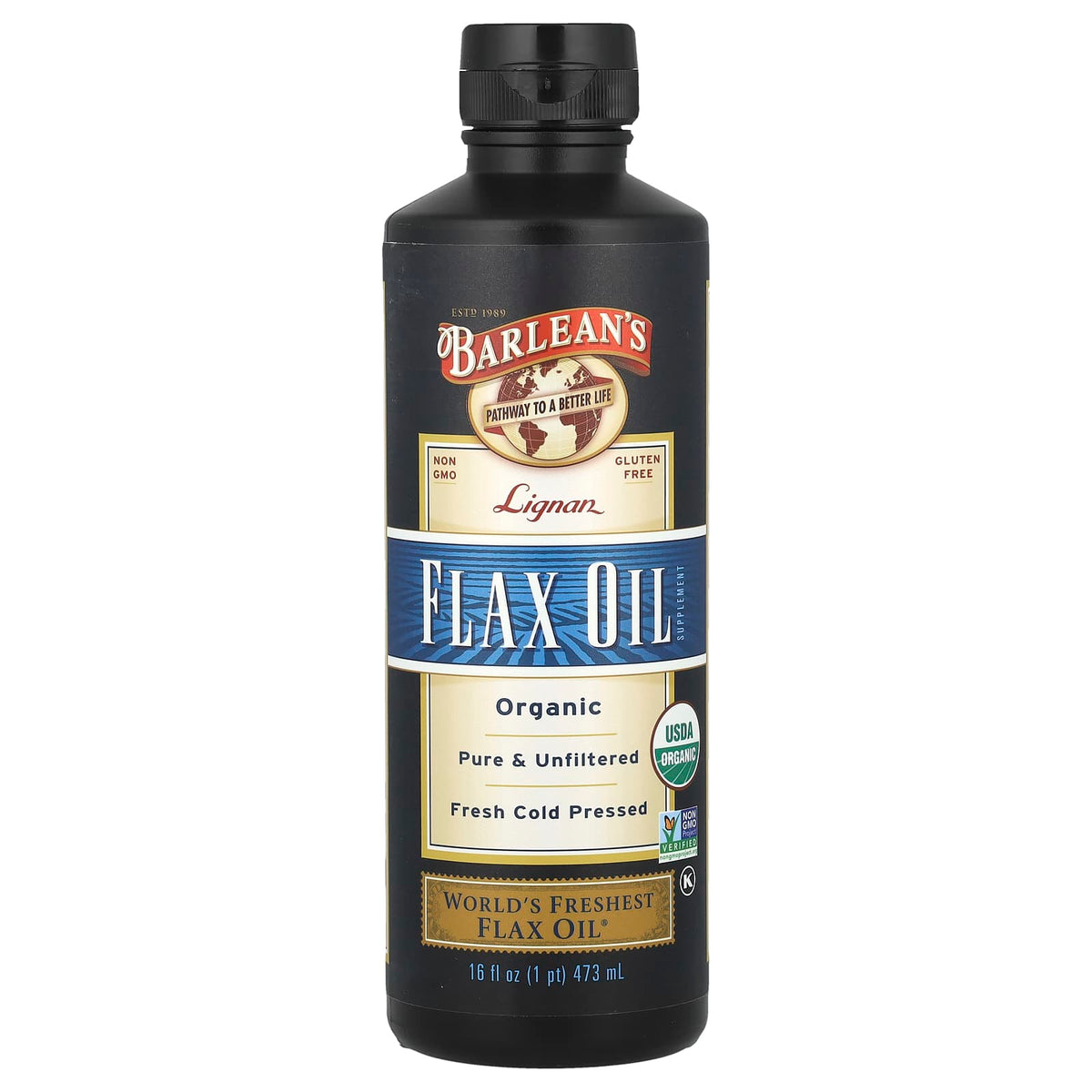 Barlean's Organic Lignan Flax Oil, 473 ml (16 fl oz) — product view