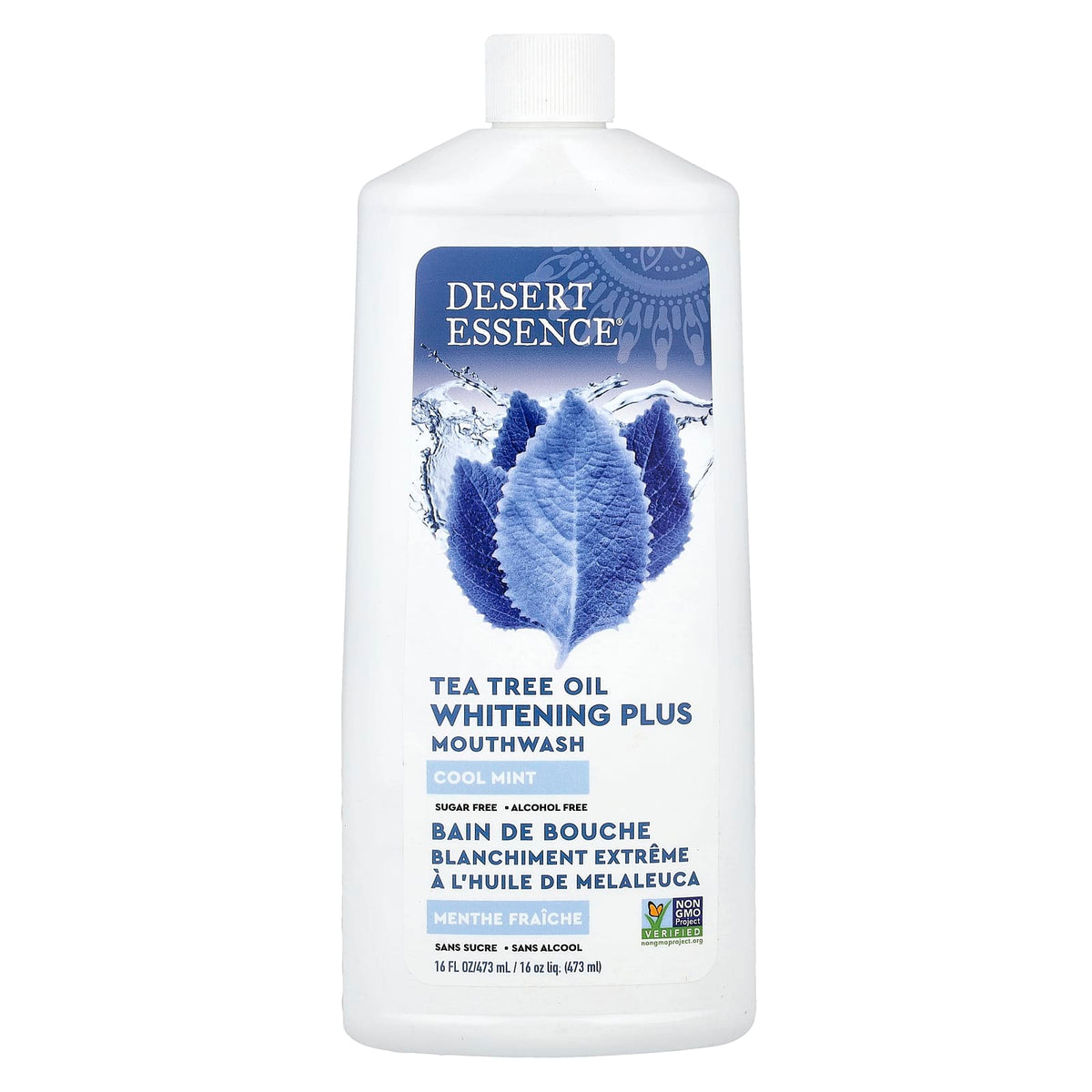 Desert Essence Tea Tree Oil Whitening Plus Mouthwash, Cool Mint, 473 ml (16 fl oz) — product view