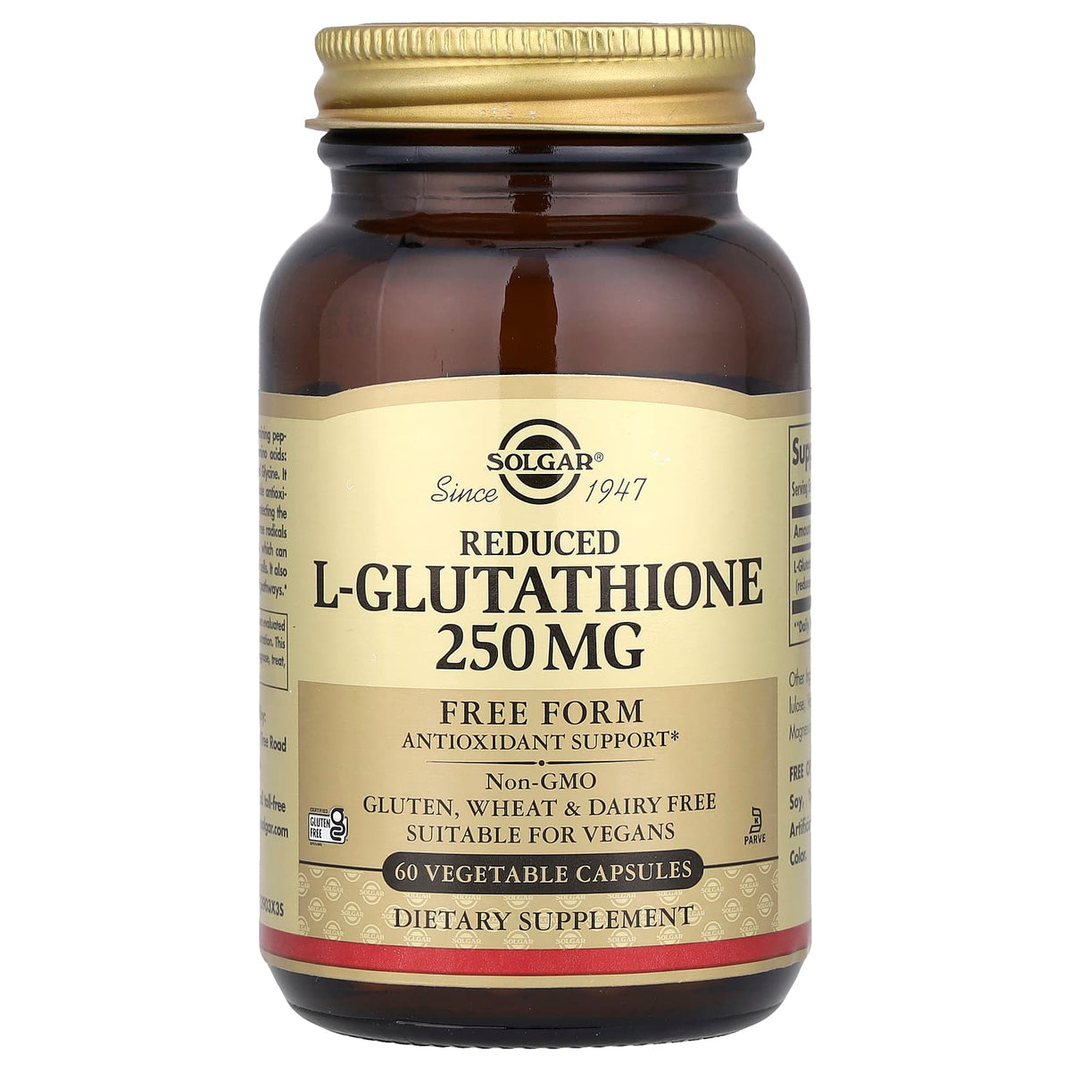 Solgar Reduced L-Glutathione, 250 mg, 60 Vegetable Capsules — product view