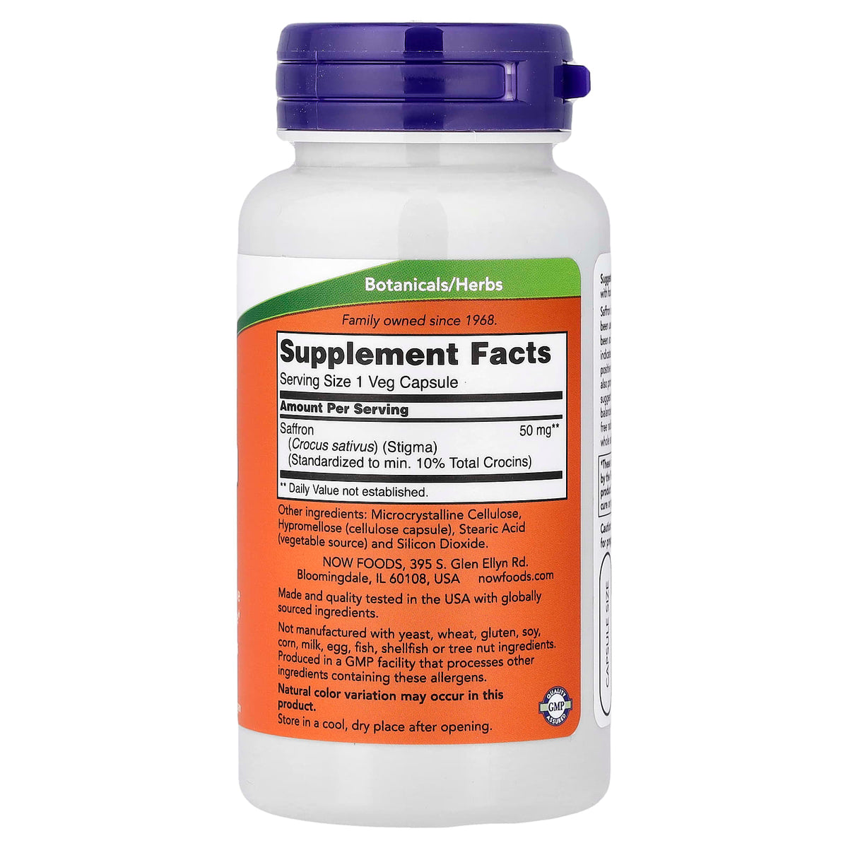 NOW Foods Saffron, 50 mg, 60 Veg Capsules - view 2