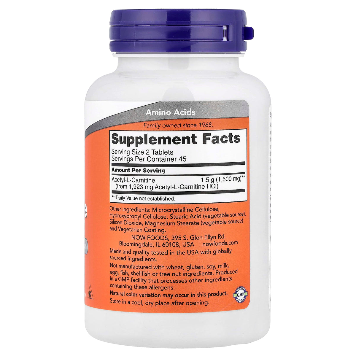 NOW Foods Acetyl-L Carnitine, 750 mg, 90 Tablets - view 2