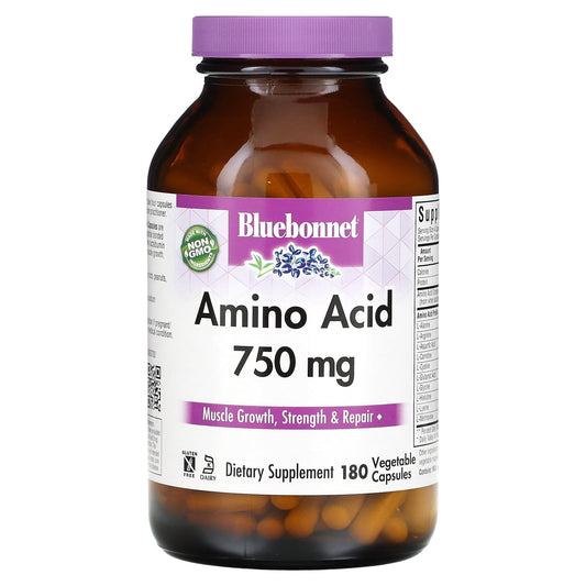 Bluebonnet Nutrition Amino Acid, 750 mg, 180 Vegetable Capsules