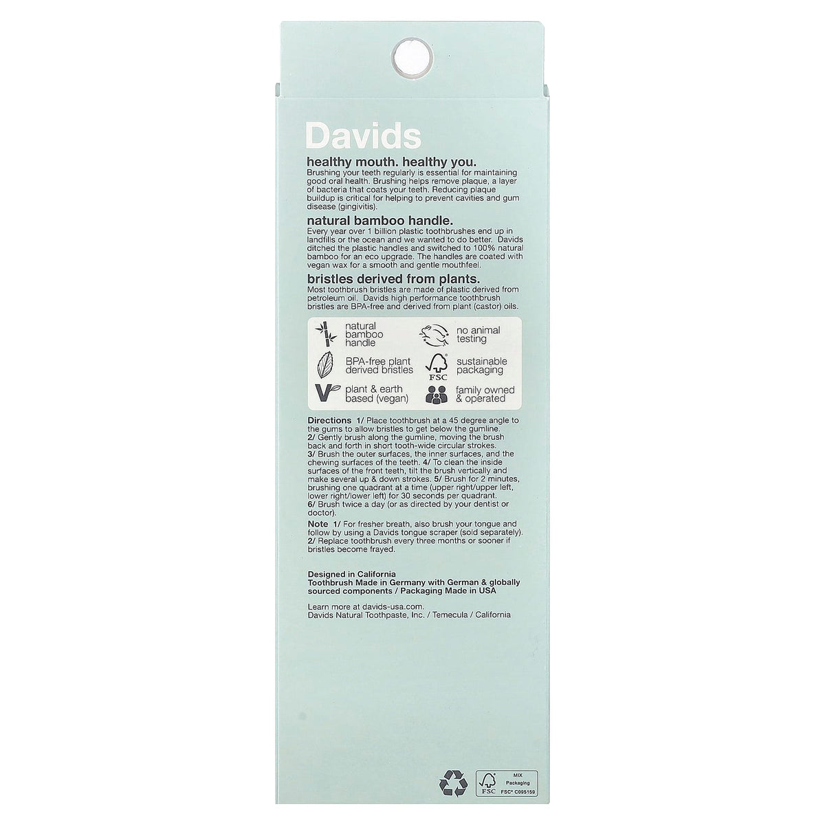 Davids Premium Bamboo Toothbrush, Soft, Adult, Pack of 3 — alternate product view