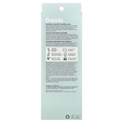 Davids Premium Bamboo Toothbrush, Soft, Adult, Pack of 3 - view 2