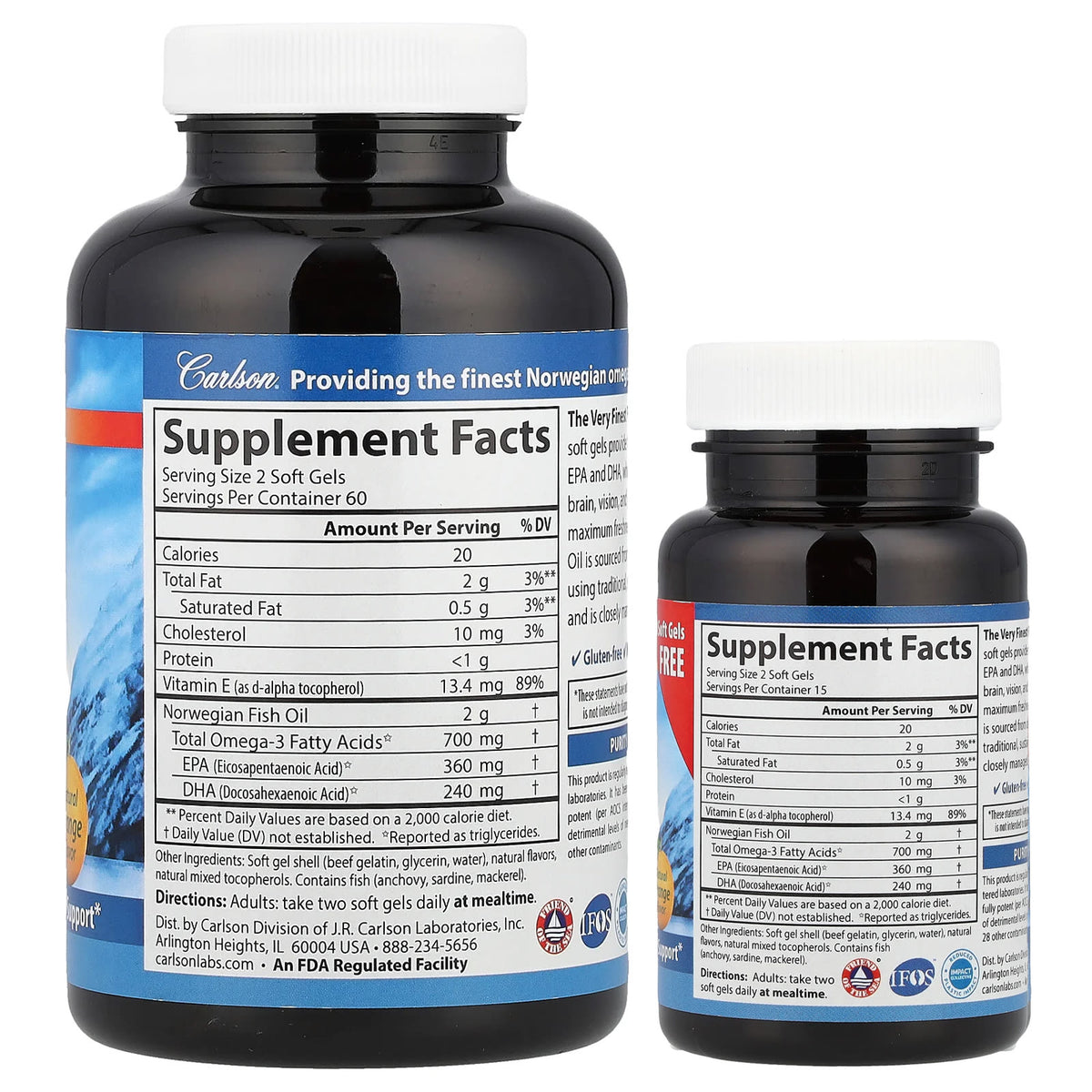 Carlson The Very Finest Fish Oil, Natural Orange, 150 Soft Gels - view 2