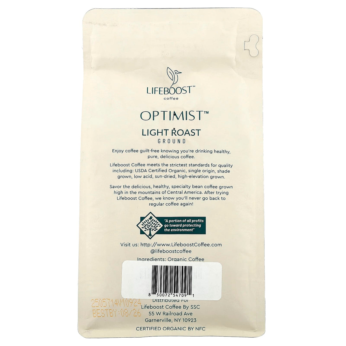 Lifeboost Optimist Ground Coffee, Light Roast, 12 oz (340 g) - view 2