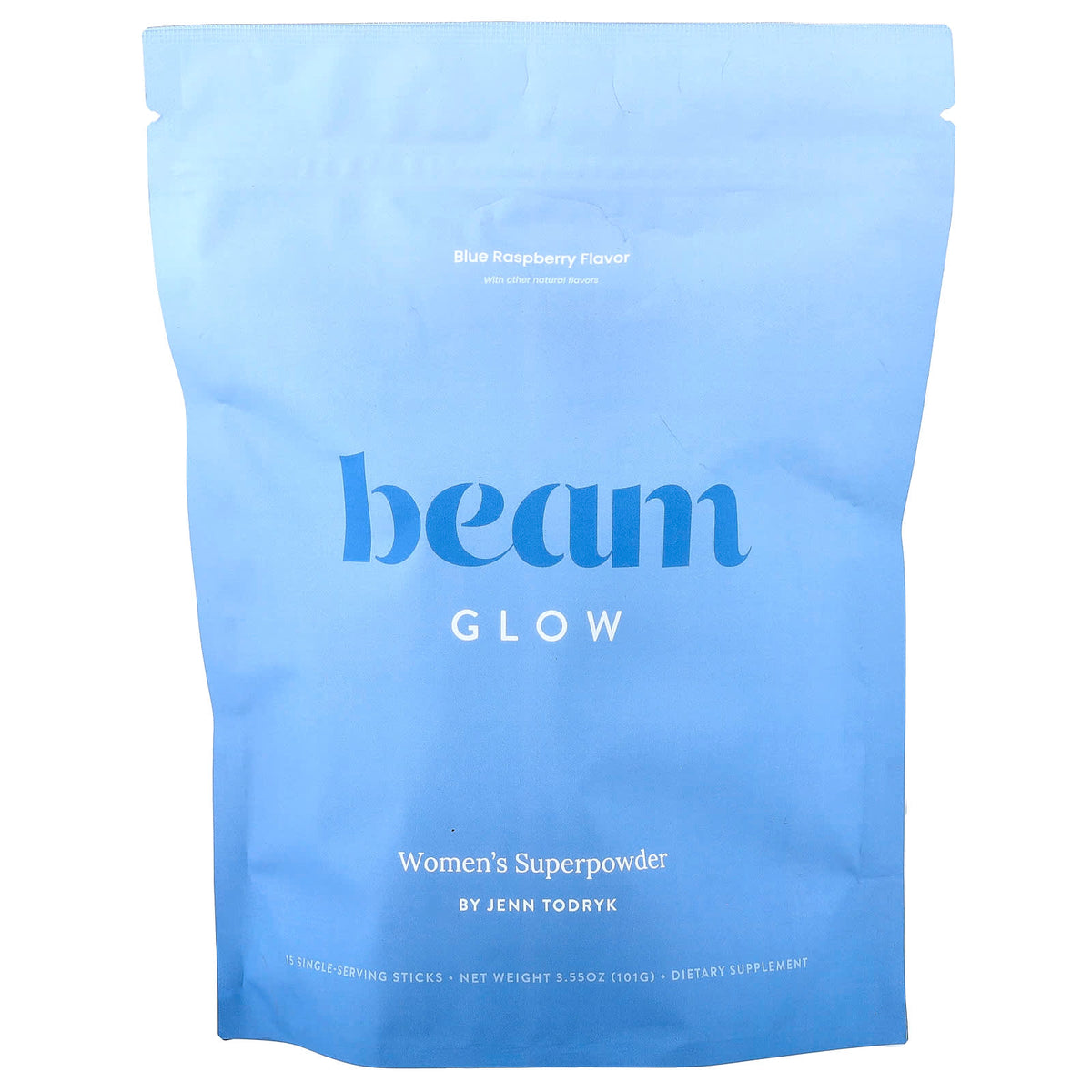Beam Glow Women's Superpowder, Blue Raspberry, 15 Stick Packs — product view