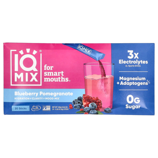 IQBAR IQMIX Hydration + Clarity + Mood Mix Blueberry Pomegranate 20 Sticks