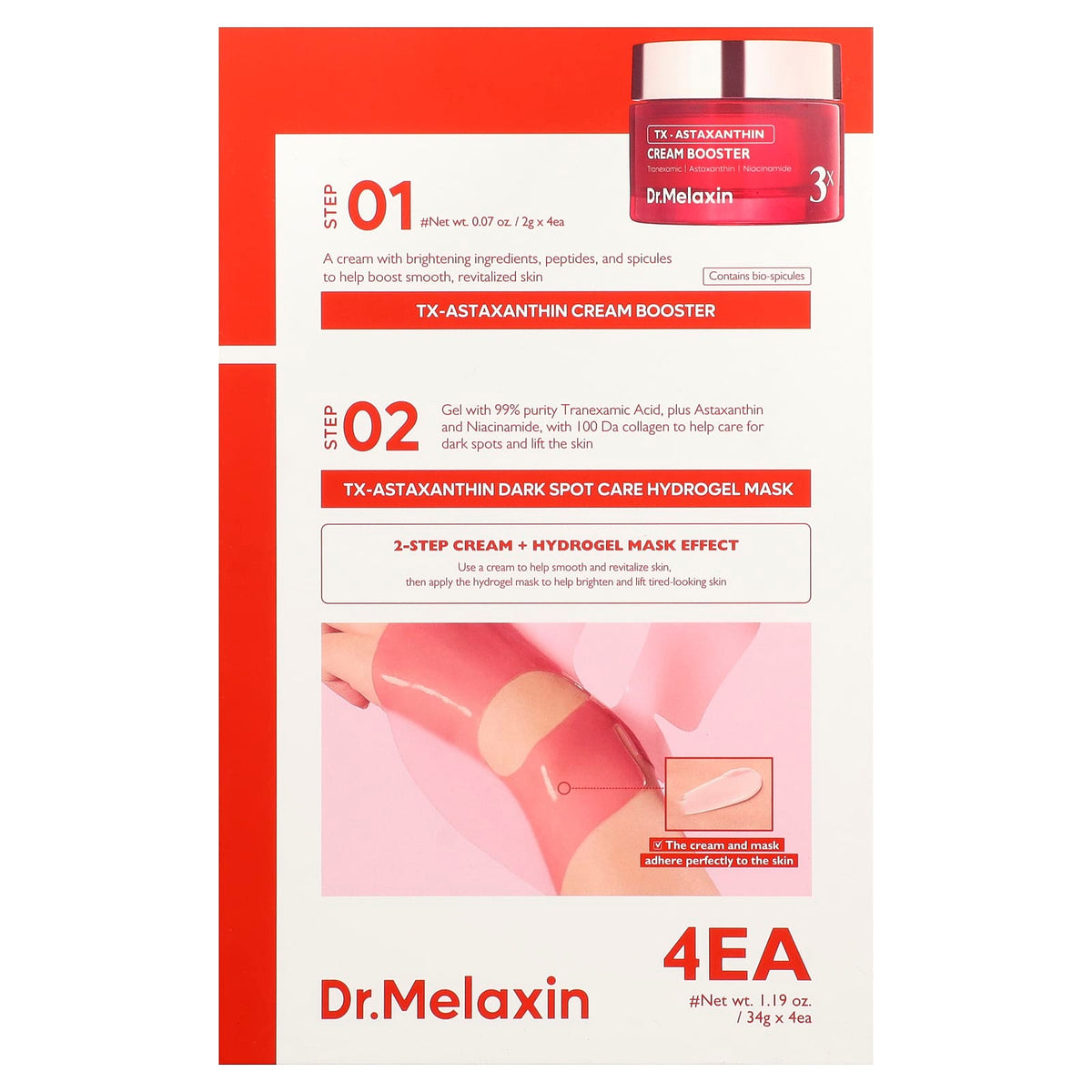 Dr.Melaxin TX-Astaxanthin Dark Spot Care Hydrogel Mask and Cream Boost, 4 Count - view 2