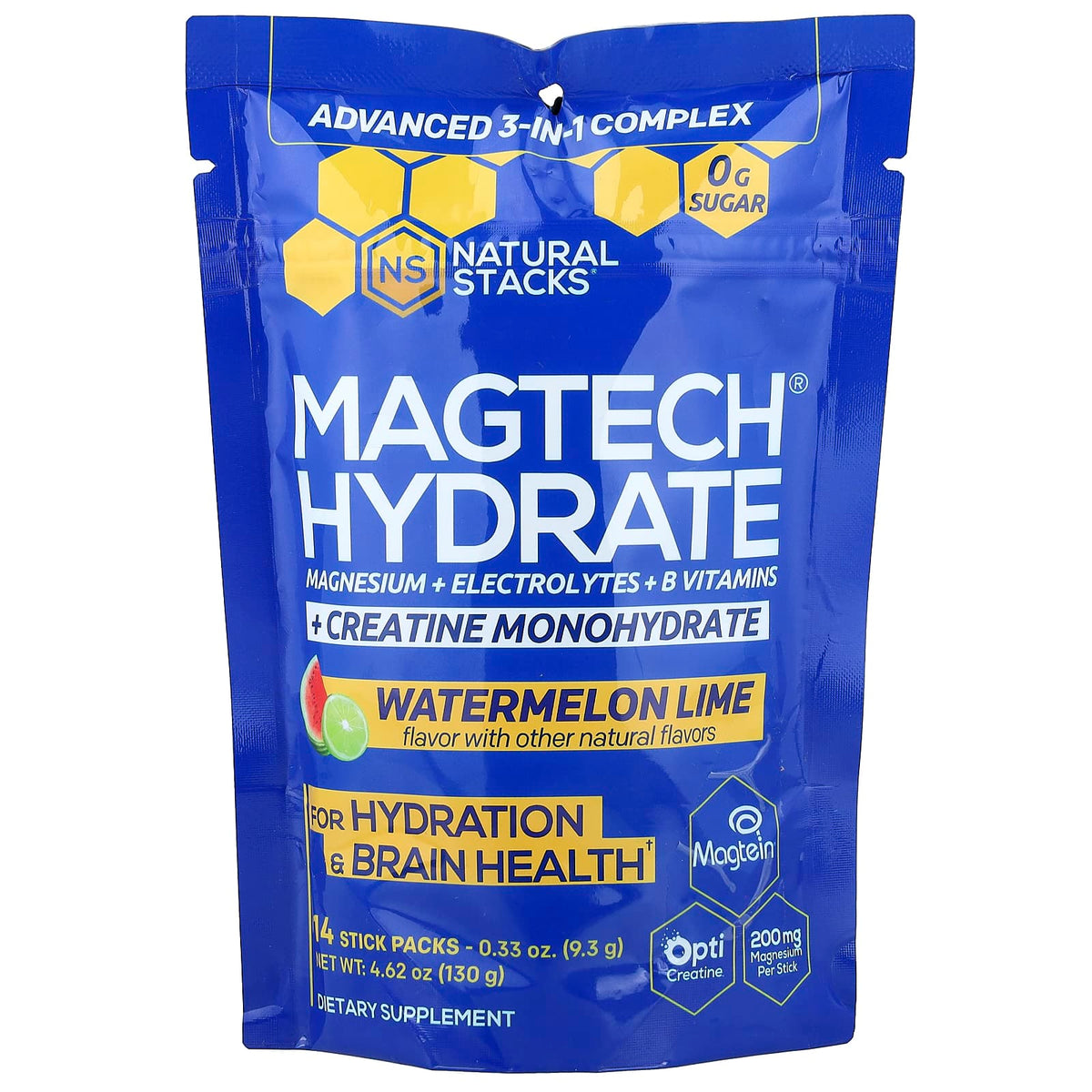 Natural Stacks MagTech Hydrate, Watermelon Lime, 14 Stick Packs — product view