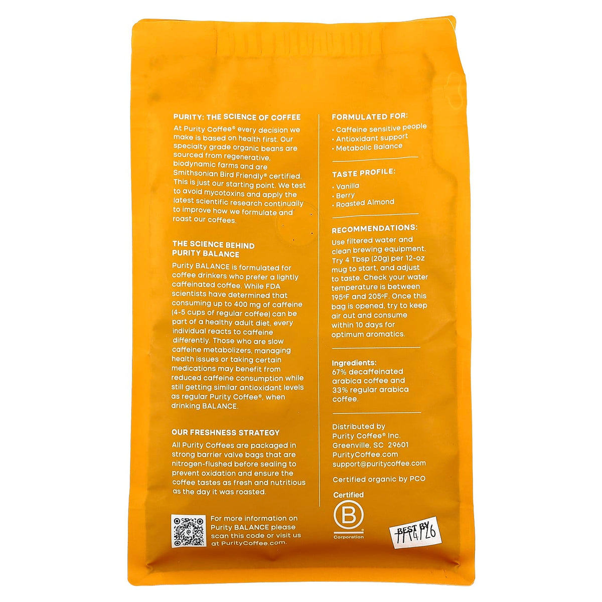 Purity Coffee Balance Ground Coffee, 2/3 Decaffeinated - 340 g (12 oz) — alternate product view