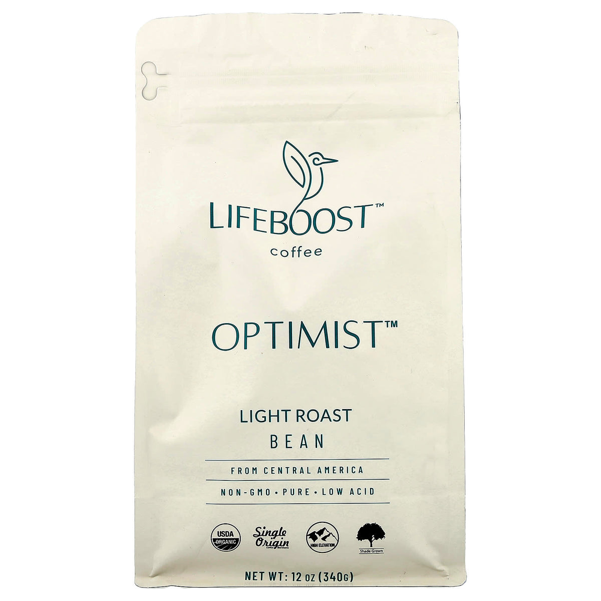 Lifeboost Optimist Light Roast Whole Bean Coffee 340 g (12 oz) — product view