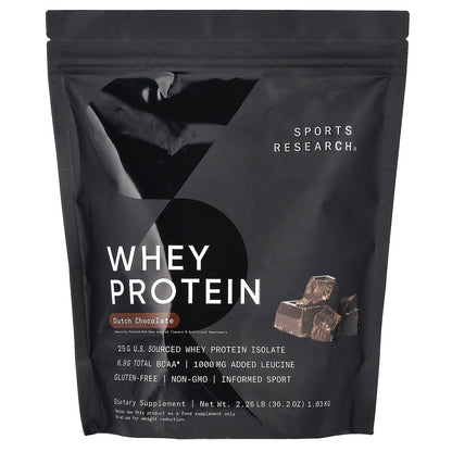 Sports Research Whey Protein, Dutch Chocolate, 1.03 kg (2.26 lb)