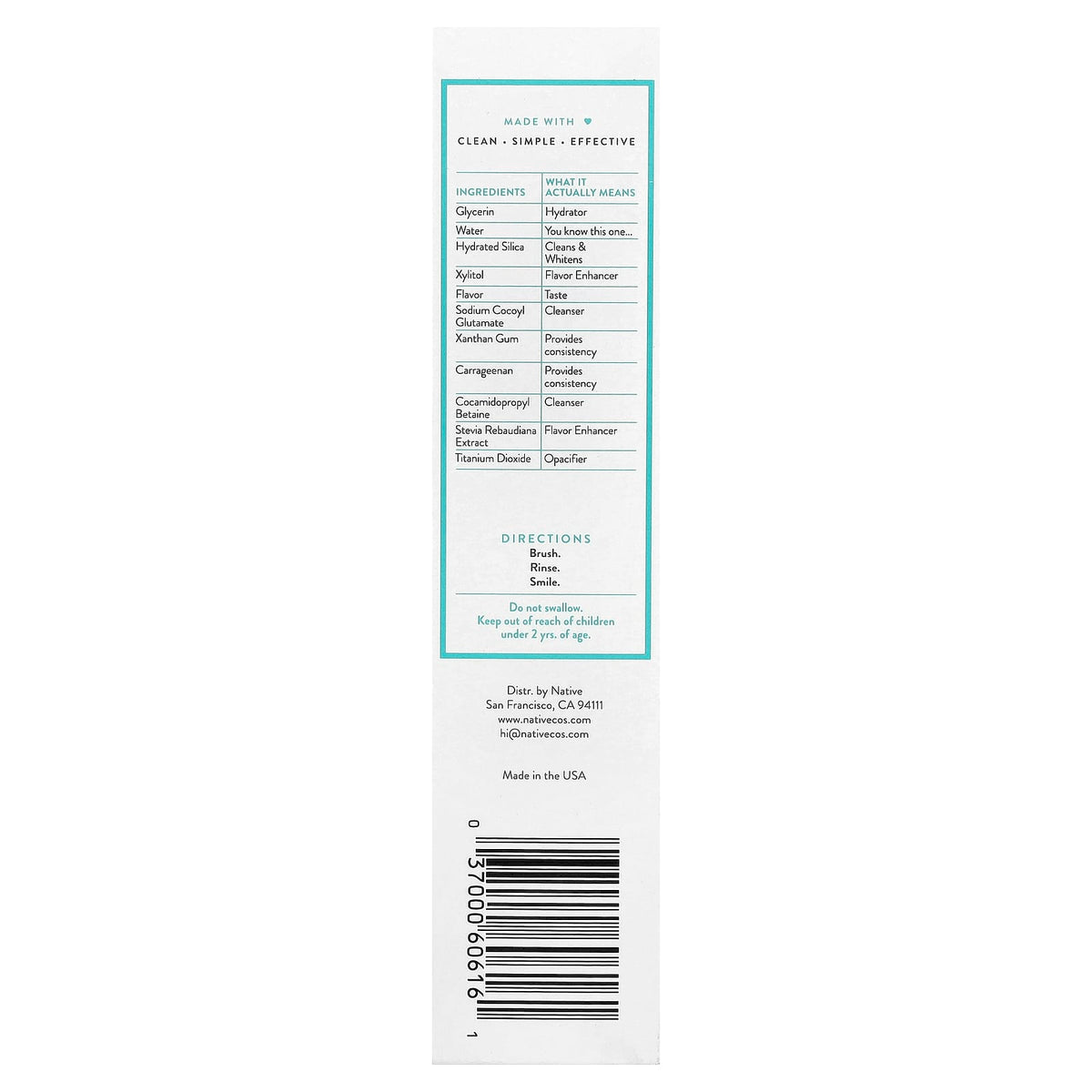 Native Fluoride-Free Toothpaste, Peppermint, 116 g - view 3