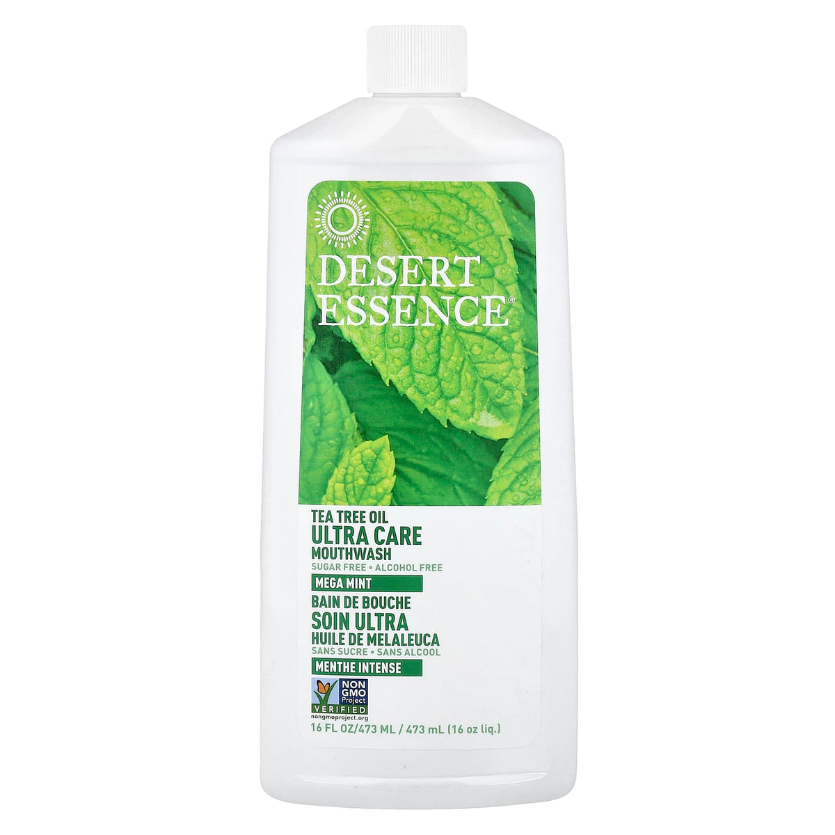 Desert Essence Tea Tree Oil Ultra Care Mouthwash, Mega Mint, 473 ml (16 fl oz) — product view