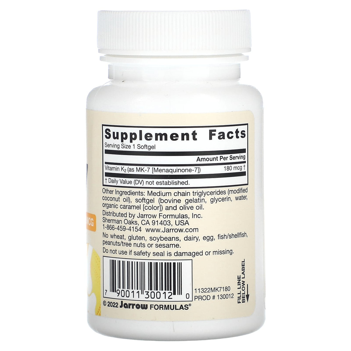 Jarrow Formulas MK-7, 180 mcg, 30 Softgels - view 2