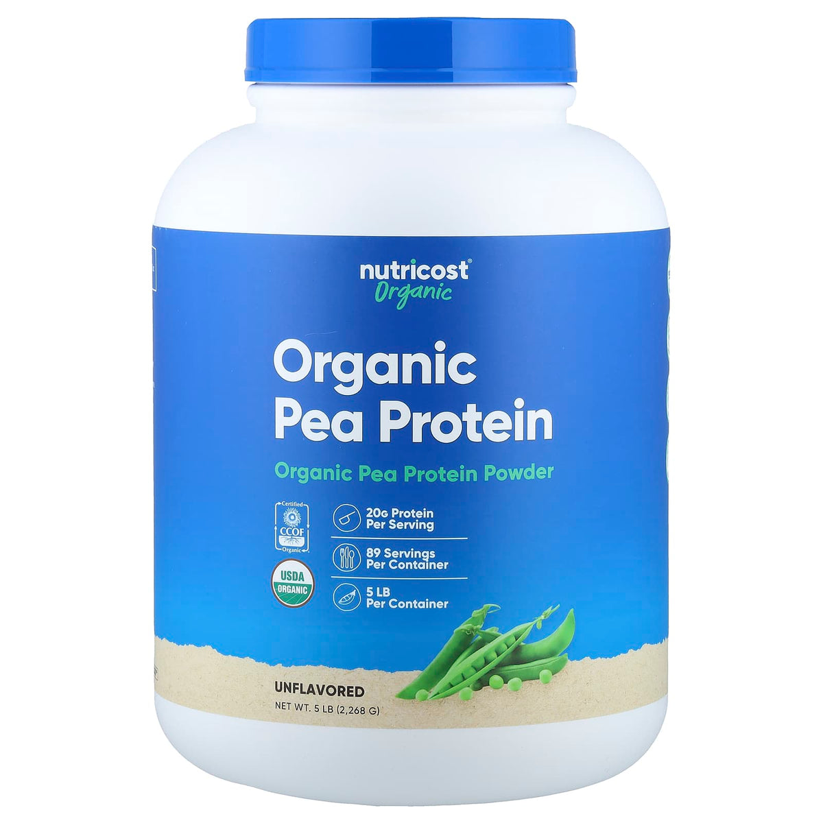 Nutricost Organic Pea Protein, Unflavoured, 2,268 g (5 lb) — product view
