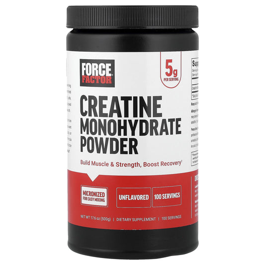 Force Factor Creatine Monohydrate Powder, Unflavoured, 500 g (17.6 oz)