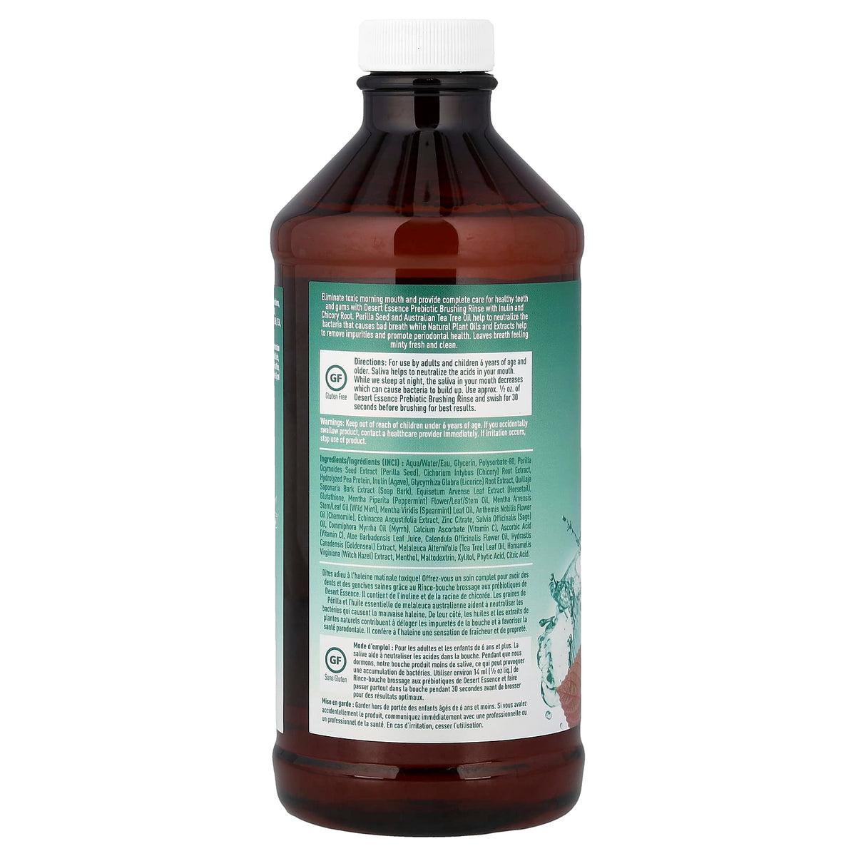 Desert Essence Prebiotic Brushing Rinse, Mint, 467 ml (15.8 fl oz) - view 2