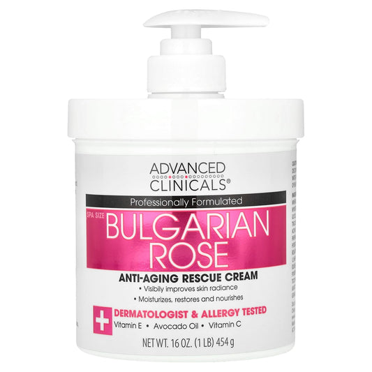 Advanced Clinicals Anti-Ageing Rescue Cream Bulgarian Rose 454 g (16 oz)