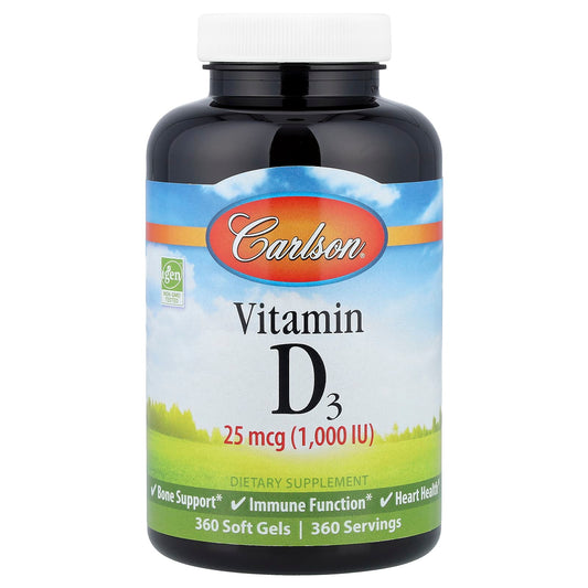 Carlson Vitamin D3, 25 mcg (1,000 IU), 360 Soft Gels