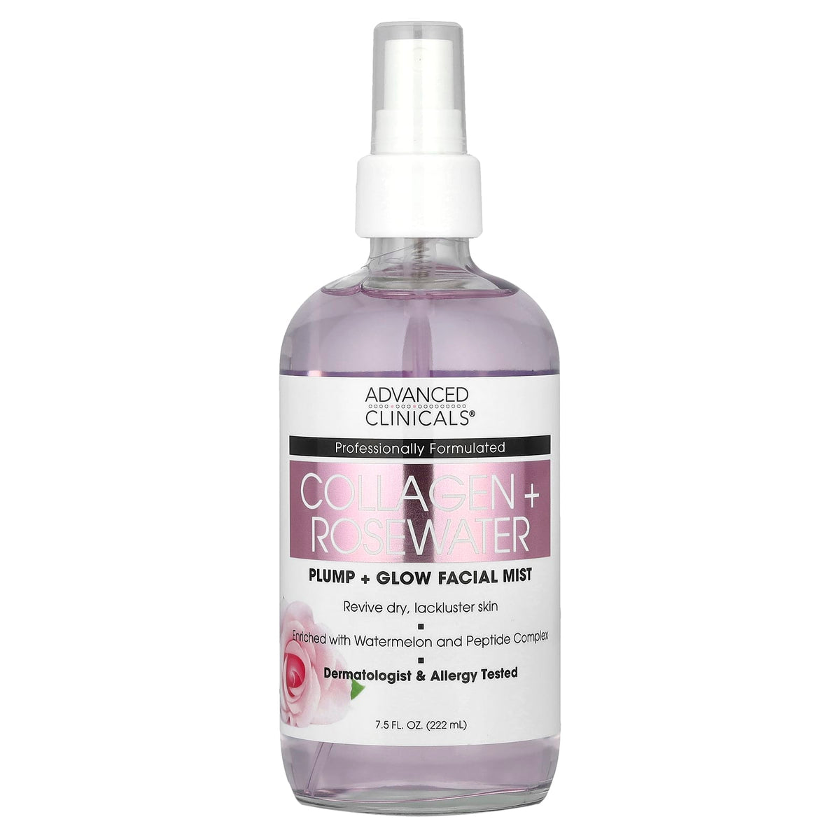 Advanced Clinicals Collagen + Rosewater Facial Mist 222 ml (7.5 fl oz) — product view