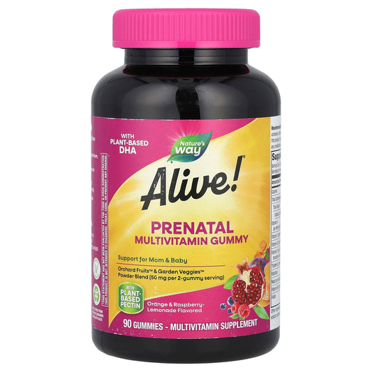 Nature's Way Alive! Prenatal Gummy, Orange & Raspberry-Lemonade, 90 Gummies