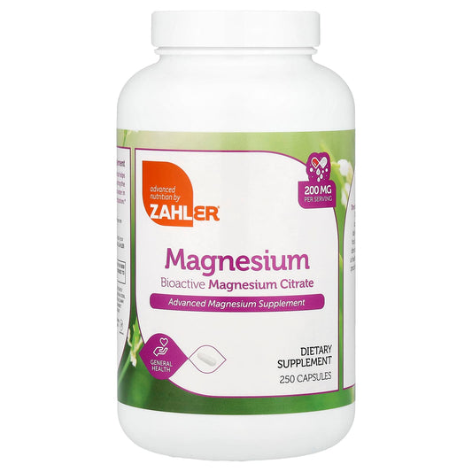 Zahler Bioactive Magnesium Citrate 200 mg, 250 Capsules