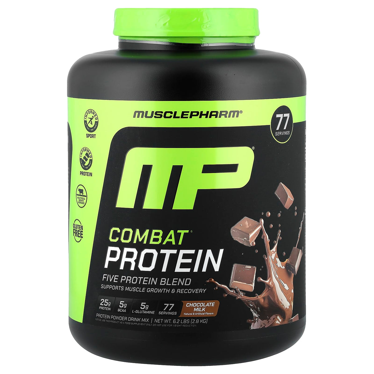 MusclePharm Combat Protein Powder, Chocolate Milk, 2.8 kg (6.2 lb) — product view
