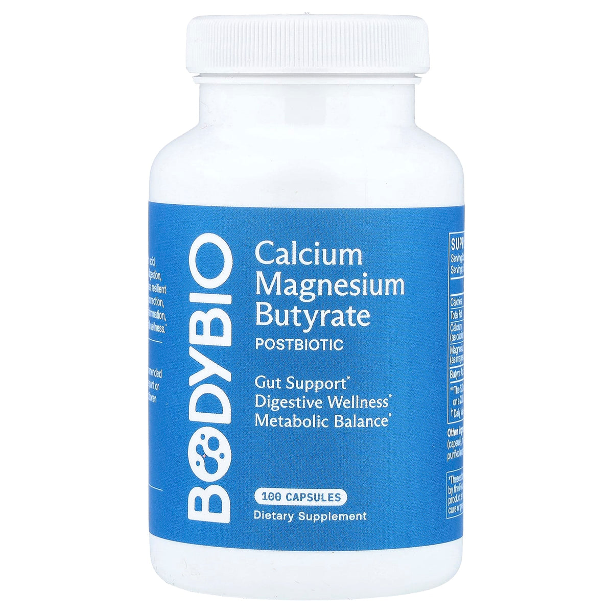 BodyBio Calcium Magnesium Butyrate, 100 Capsules