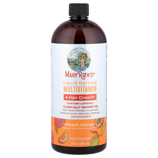 MaryRuth's Liquid Morning Multivitamin + Hair Growth, Peach Mango, 887 ml