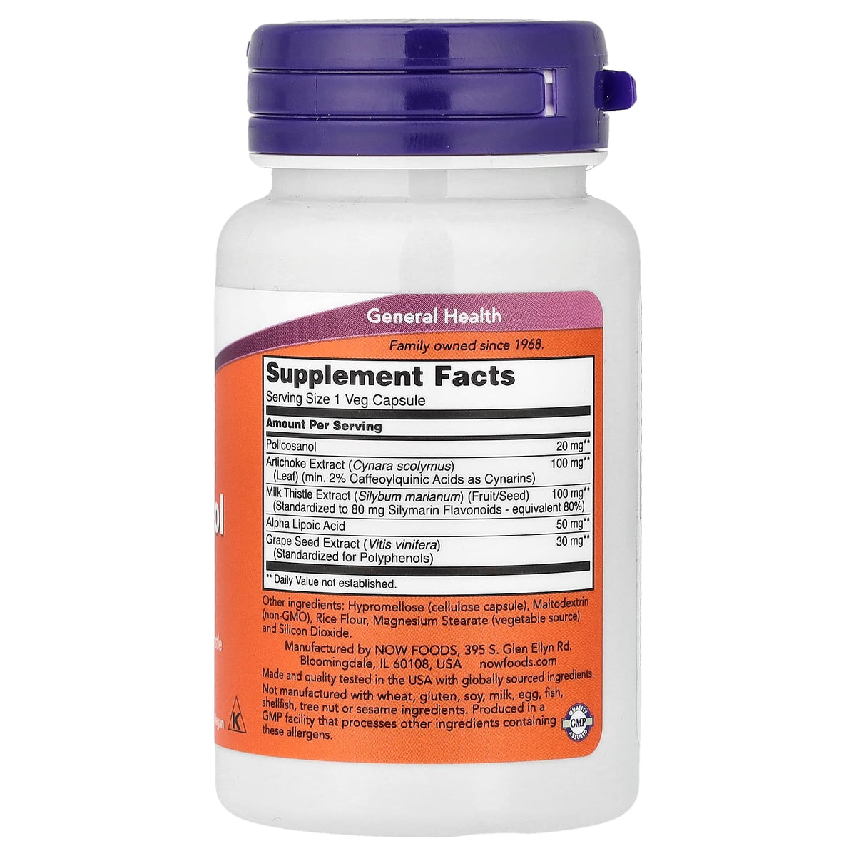 NOW Foods Policosanol, 20 mg, 90 Veg Capsules - view 2