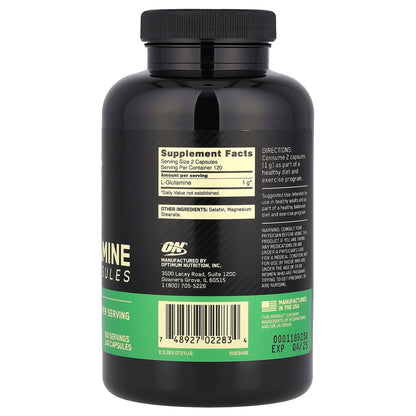 Optimum Nutrition Glutamine, 240 Capsules (0.5 g per Capsule) - view 2