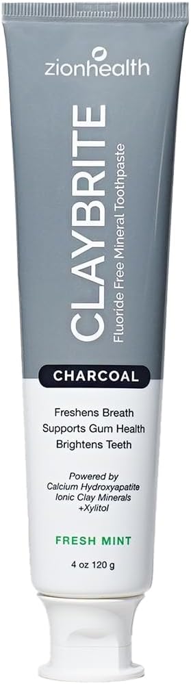 Zion Health ClayBrite Activated Charcoal Toothpaste Natural Mint 4 oz (120 g)