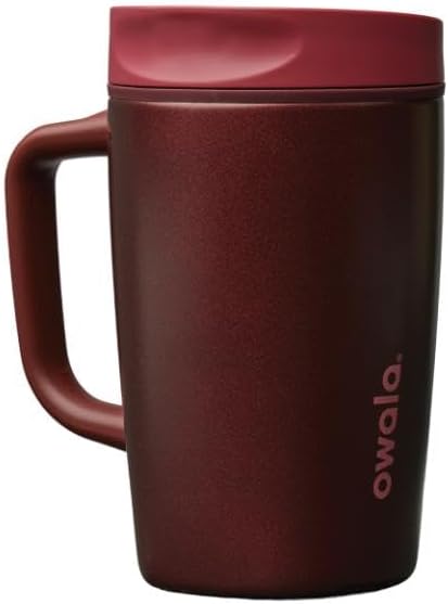 Owala SmoothSip Slider Insulated Travel Mug with Handle, 12 oz, Black Cherry