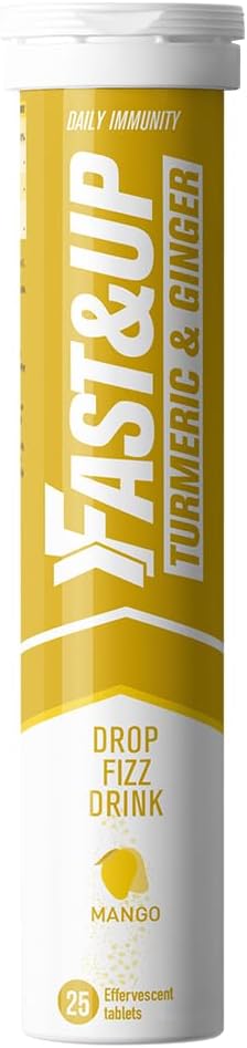 Fast&Up Turmeric & Ginger Effervescent Tablets, Mango, 25 Count