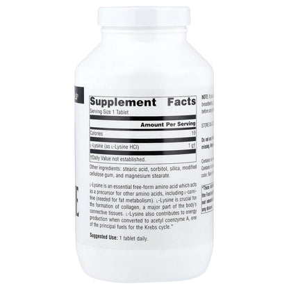 Source Naturals L-Lysine, 1,000 mg, 200 Tablets - view 2