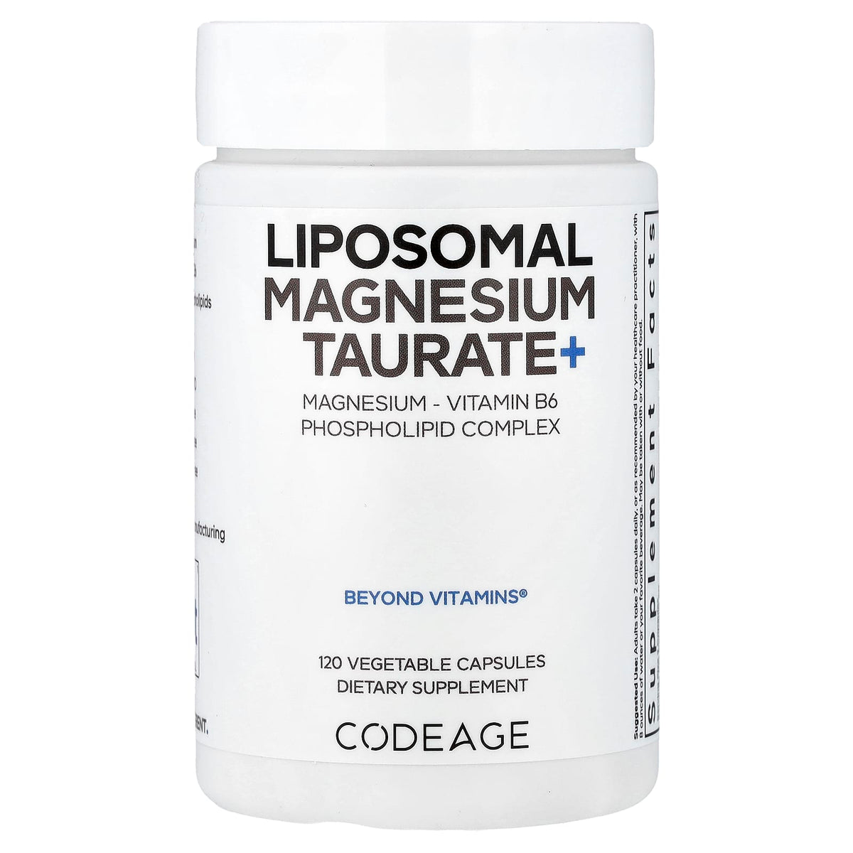 Codeage Liposomal Magnesium Taurate+, 120 Vegetable Capsules — product view