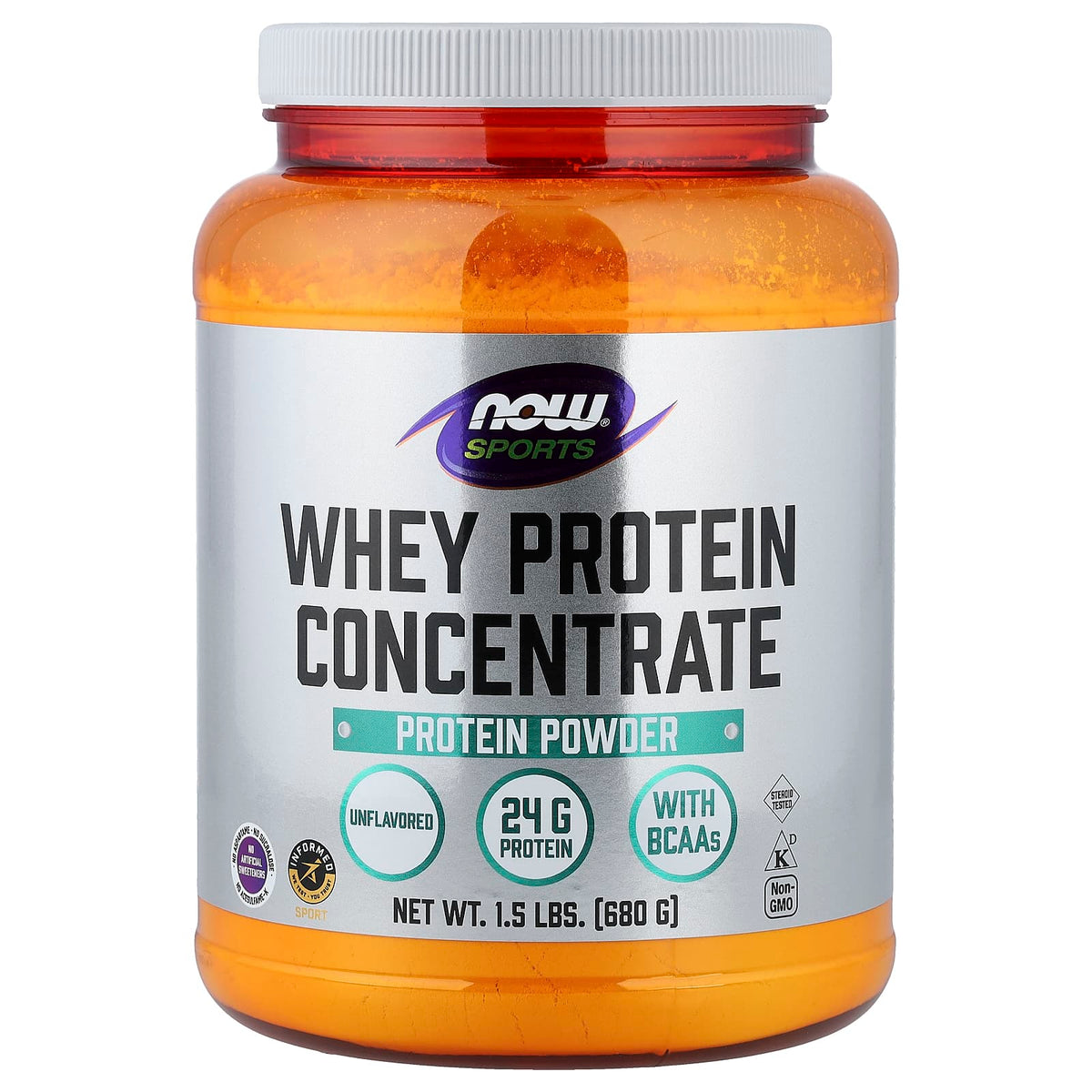 NOW Foods Sports Whey Protein Concentrate Powder, Unflavoured, 680 g (1.5 lb)