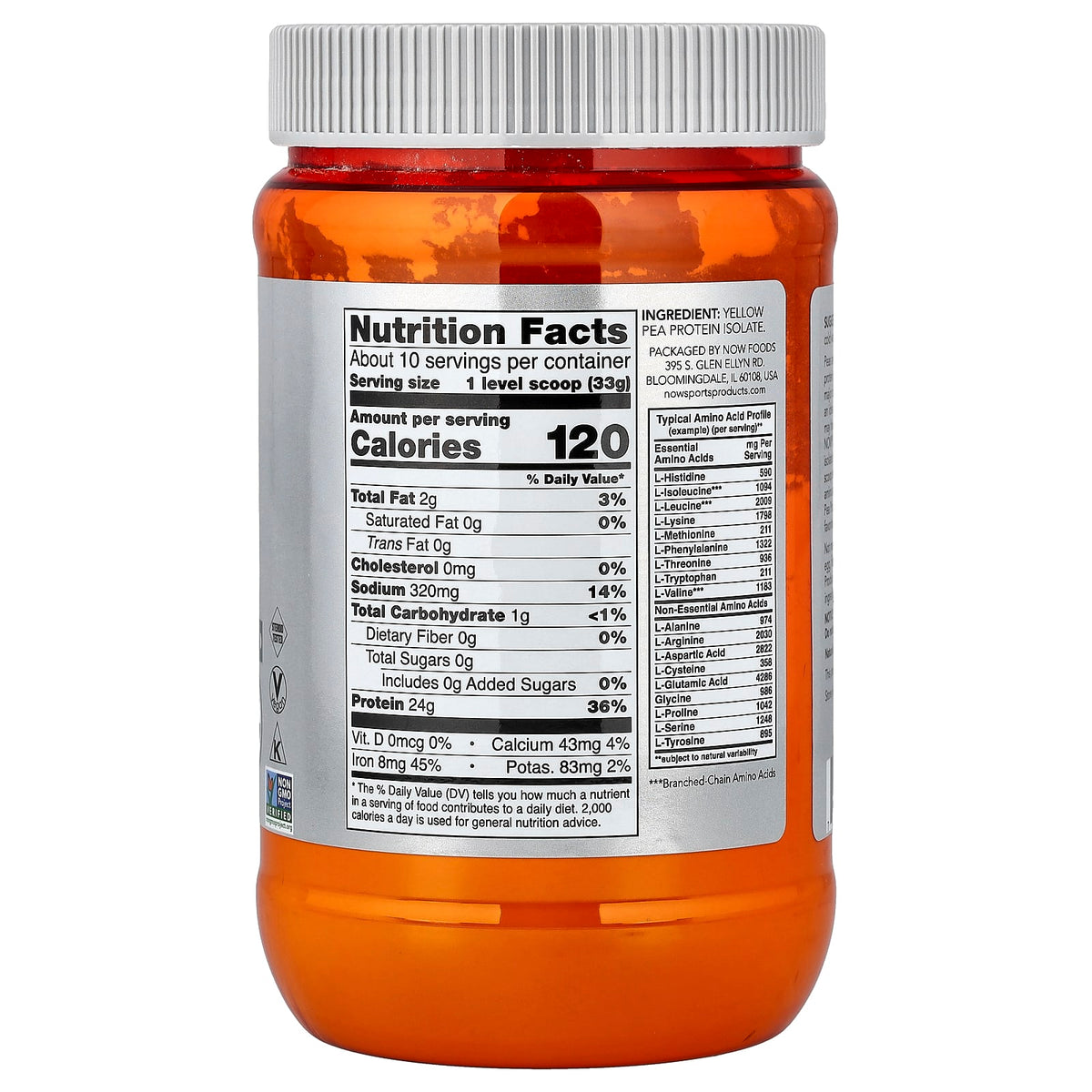 NOW Foods Sports Pea Protein, Unflavoured, 340 g (12 oz) - view 2