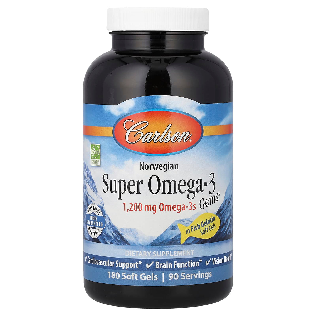 Carlson Norwegian Super Omega-3 Gems, 180 Soft Gels