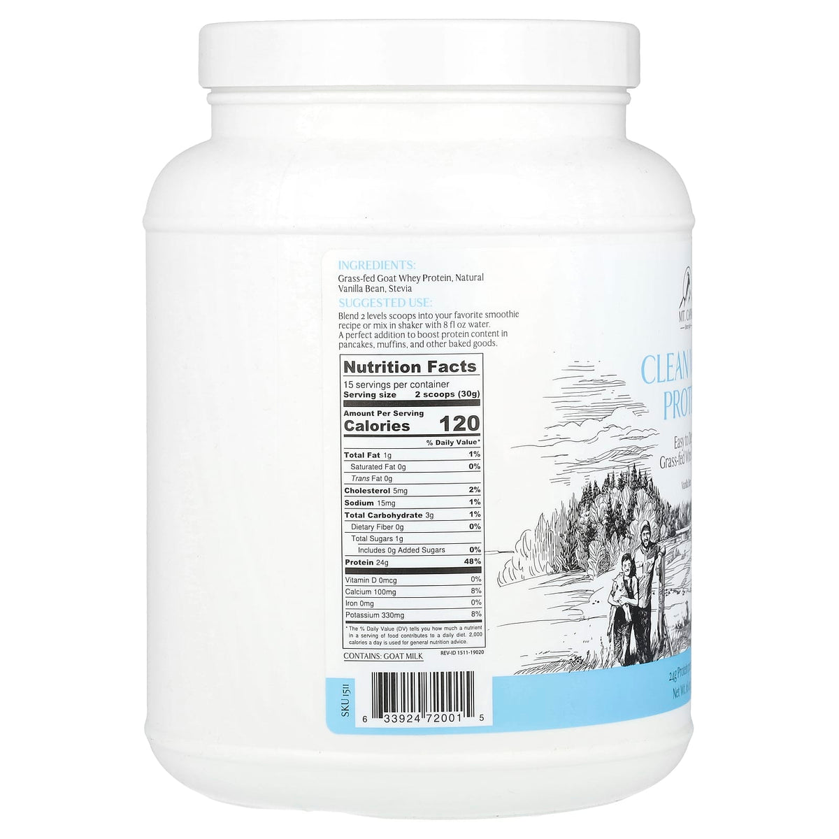 Mt. Capra Clean Whey Protein, Vanilla Bean, 453 g (16 oz) — alternate product view