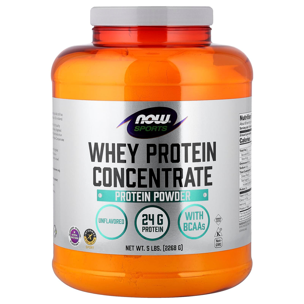 NOW Foods Sports Whey Protein Concentrate Powder, Unflavoured, 2.27 kg (5 lb) — product view