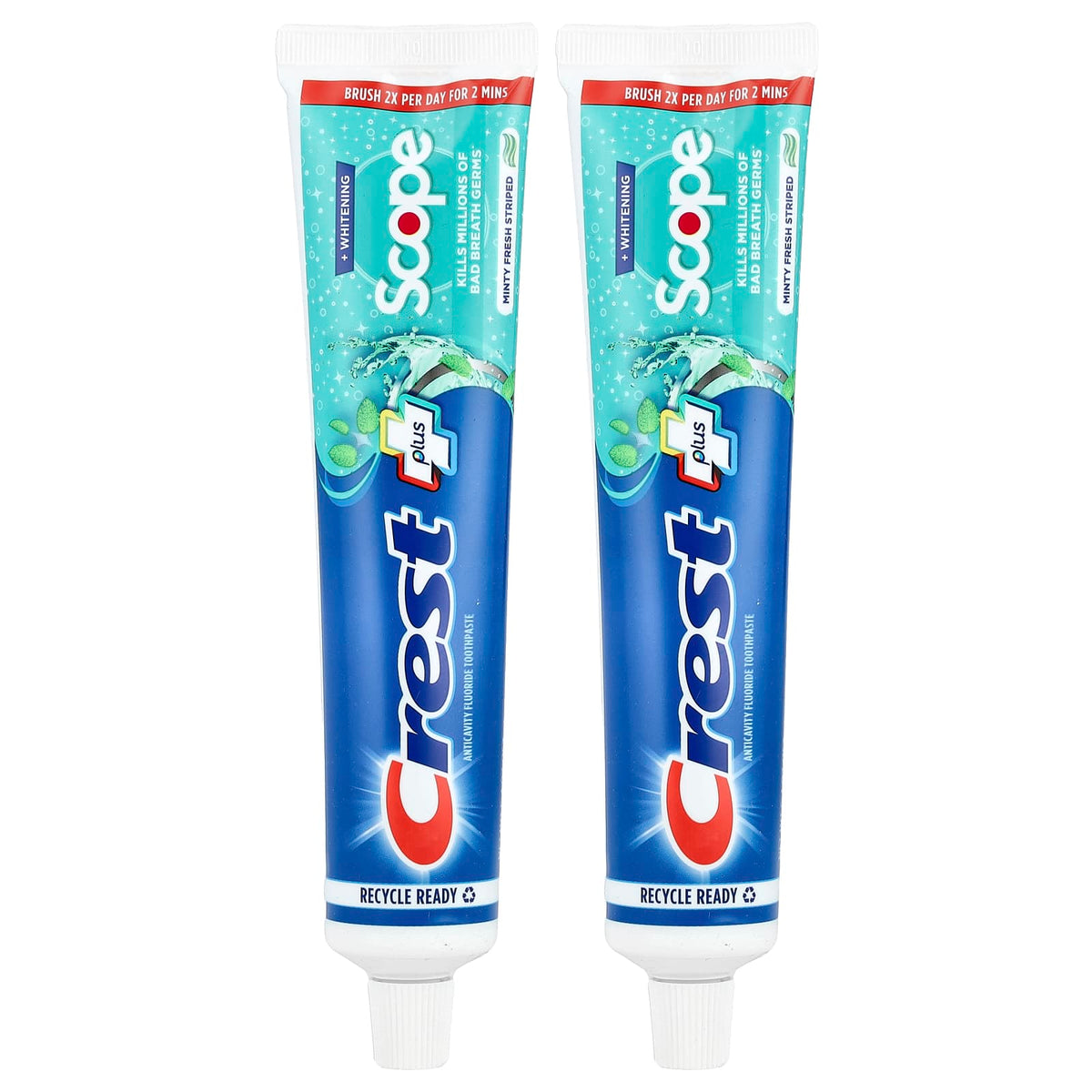 Crest + Scope Anticavity Fluoride Toothpaste, Minty Fresh Striped, Pack of 2 — product view