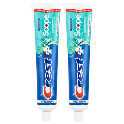 Crest + Scope Anticavity Fluoride Toothpaste, Minty Fresh Striped, Pack of 2